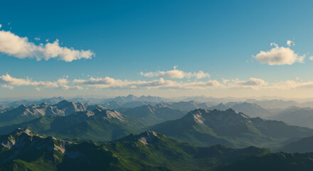 Obraz premium Breathtaking Aerial View of Majestic Mountain Range at Sunrise