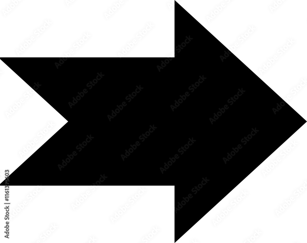 Poster simple black arrow pointing to the right featuring a jagged edge, ideal for indicating direction or 