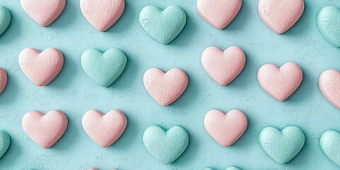 Valentine's Day Pastel Pink Blue Heart Pattern Love Background Valentine s Day Romance