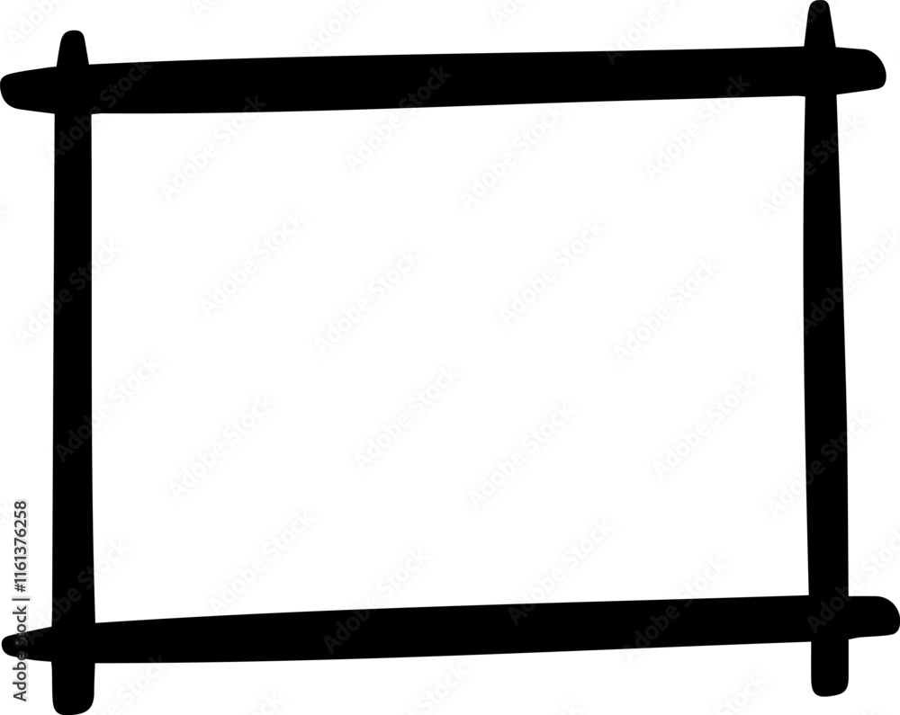 Poster black rectangular frame featuring rounded corners and thick strokes, creating a bold, simple border 