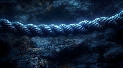 Chronic Stress Illustrated: A Luminous Rope Held Over a Gaping Crevice, Evoking Anxieties and Internal Struggles