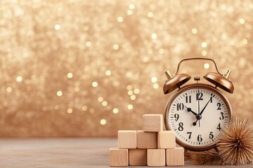 Retro alarm-clock countdowns  time to new year 2025 