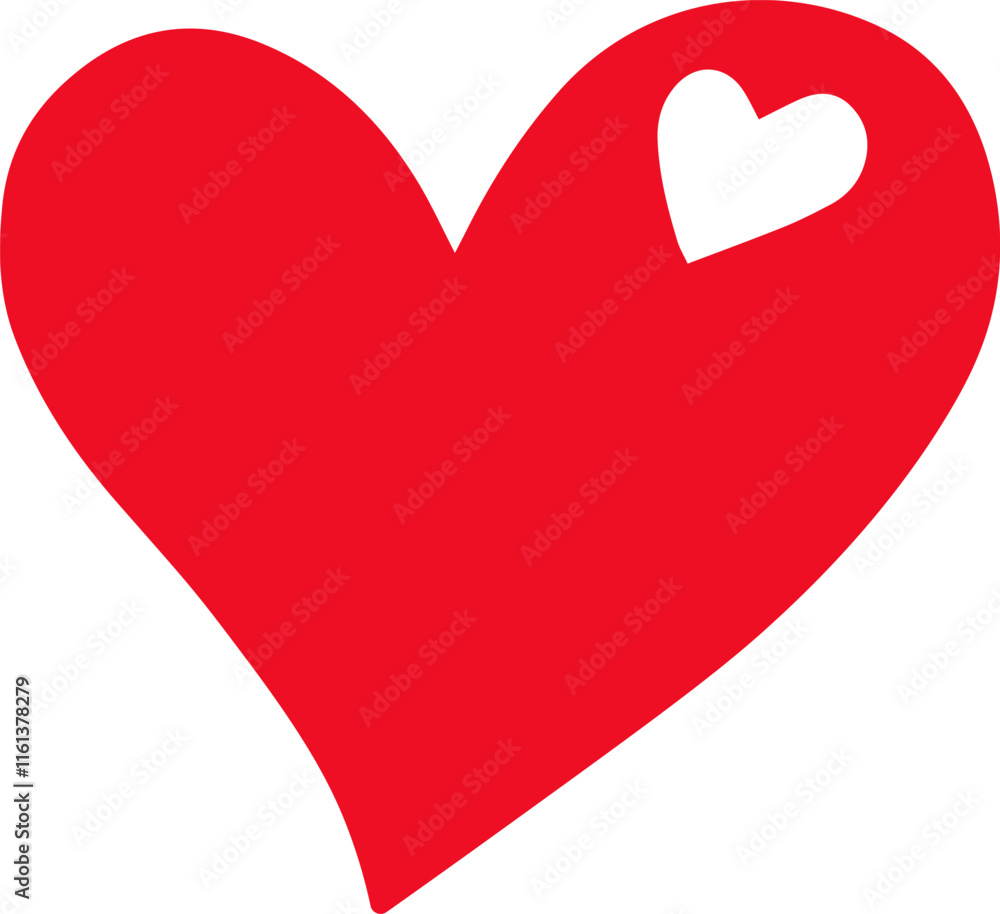 Aufkleber stylized red heart shape with a smaller white heart shape nested inside, symbolizing love, affection