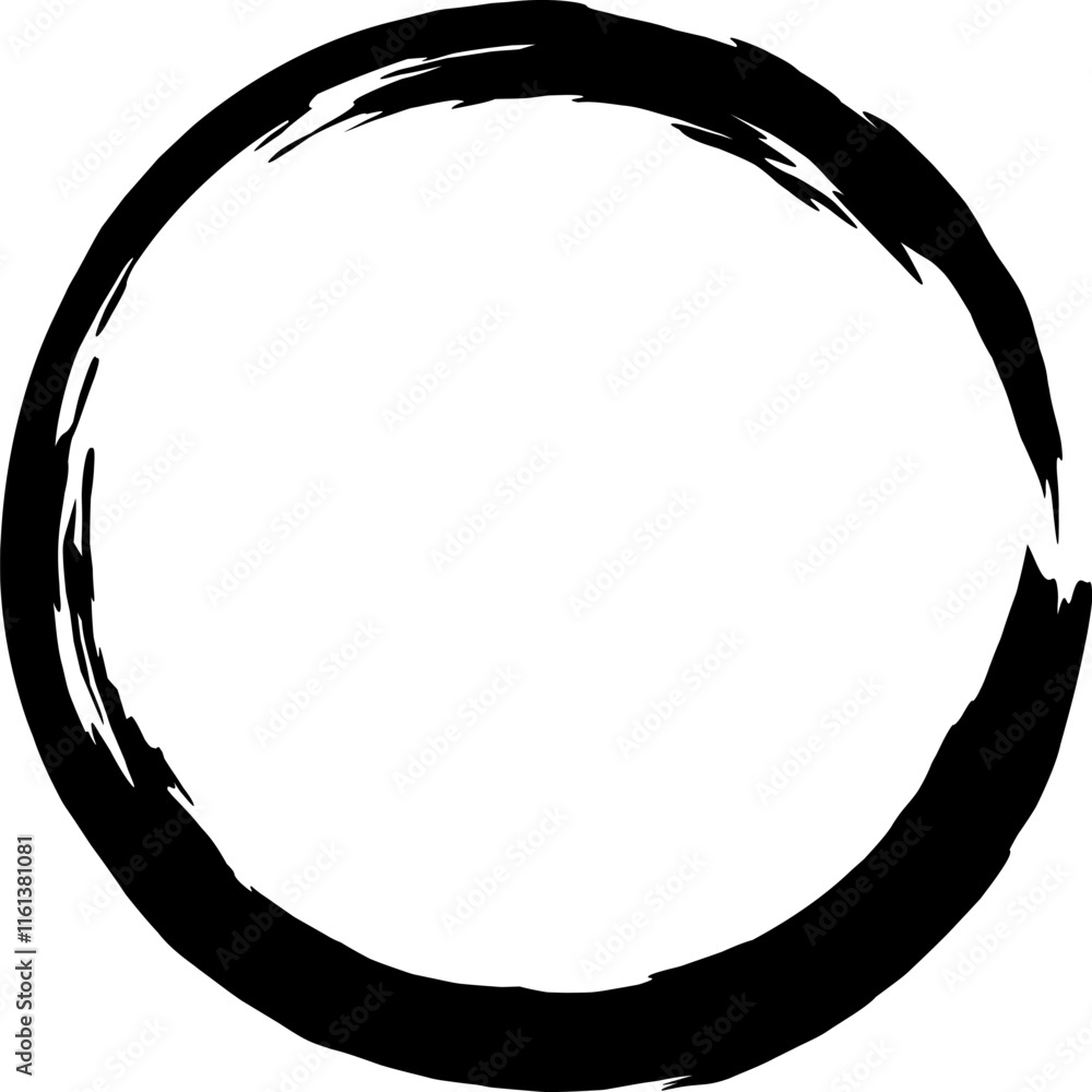 Poster irregular black circle featuring a grunge texture surrounds a white empty space, crafting a minimal 