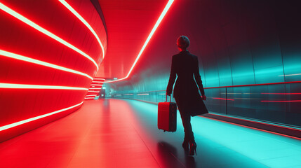 A person holding a suitcase