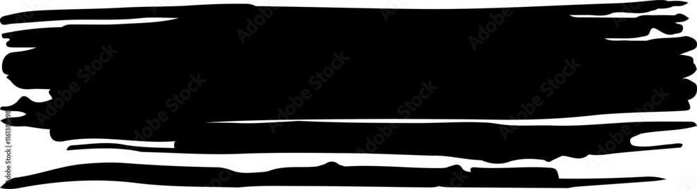 Poster wide black brush stroke creating a textured banner effect, ideal for adding a bold and artistic touc