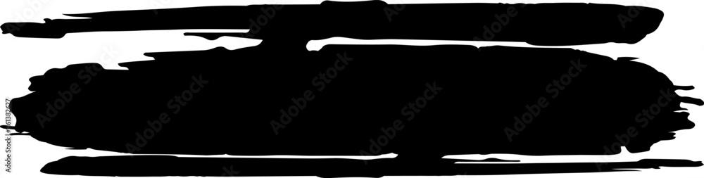 Poster wide black brush stroke creating a textured banner effect, ideal for adding a bold and artistic touc