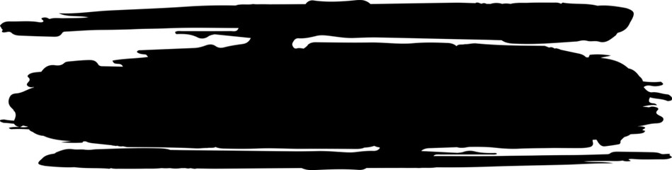 Wide black brush stroke creating a textured banner effect, ideal for adding a bold and artistic touch to designs on a clean white background