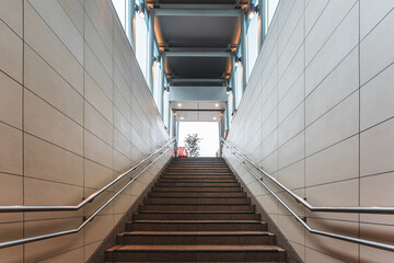 Interior view of the metro train entering the Opera House station. An intermodal transfer station...