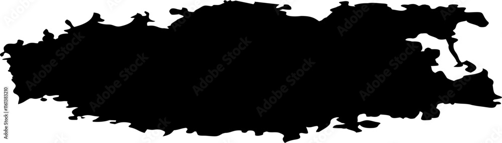 Poster wide black paint stroke isolated on white background forming an artistic and abstract banner design 