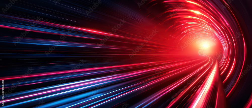 Poster vibrant light trails create dynamic tunnel effect, evoking speed and energy