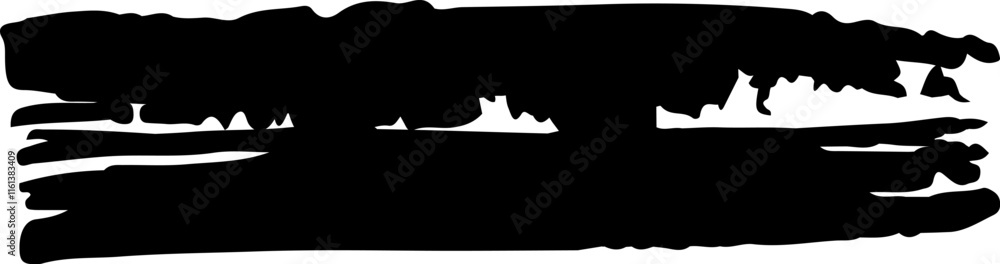 Poster wide black brush stroke with a textured, uneven edge creates a banner or headline effect, ideal for 
