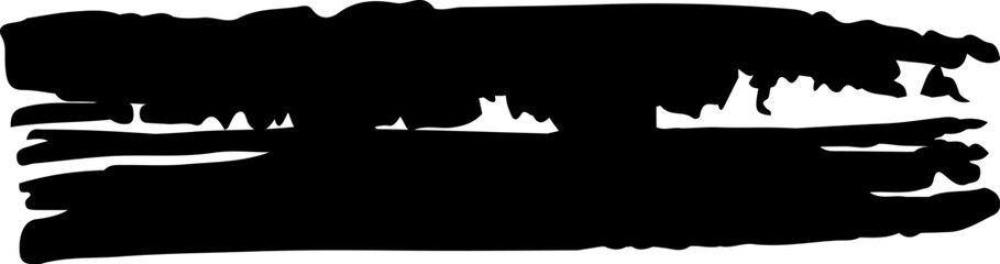 Wide black brush stroke with a textured, uneven edge creates a banner or headline effect, ideal for adding a bold visual element to designs