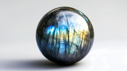 A polished sphere of labradorite. Labradorite. Illustration