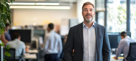 Corporate Leader in Office Environment Demonstrating Leadership and Confidence for Business Success