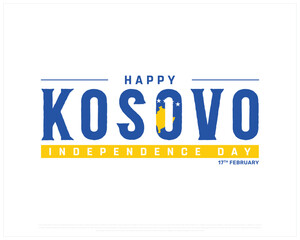 KOSOVO Independence Day vector design on a white background, Typographic Design of KOSOVO Independence Day with National Flag, KOSOVO flag typography, Kosovo national day Design