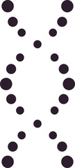 Black dots moving and converging, creating a double helix shape resembling a DNA strand against a clean white backdrop, symbolizing genetic coding or scientific processes