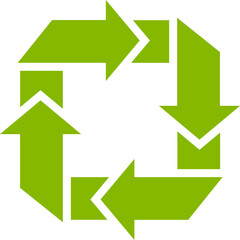 Interlocking green arrows create a visual representation of a continuous loop, symbolizing recycling, circular economy, and sustainable practices