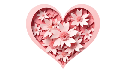 Paper Cut Heart Illustration with Floral Patterns