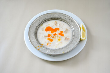 Turkish Traditional Tripe Soup. Iskembe, damar , curuk , beyran, ayak paca, kelle paca corbasi. Dil, beyin corbasi.