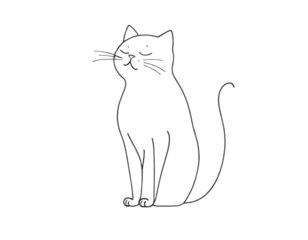 Sitting cat in a minimalist design, showcasing its graceful posture and serene expression in a clean and simple artistic style