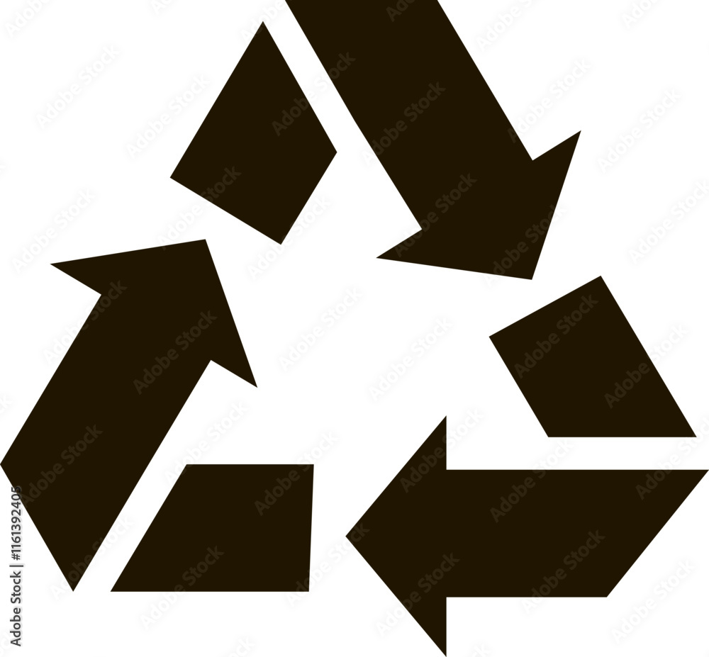 Poster recycling symbol featuring three arrows in a continuous loop, illustrating the conversion of waste i
