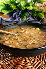 Sour soup in bowl.