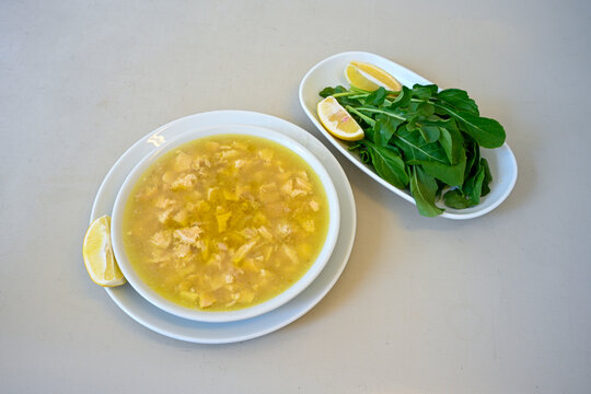 Turkish Traditional Tripe Soup. Iskembe, damar , curuk , beyran, ayak paca, kelle paca corbasi. Dil, beyin corbasi.