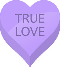 Purple candy heart with the words TRUE LOVE written on it, representing affection and romance, perfect for Valentine s Day celebrations and expressions of love