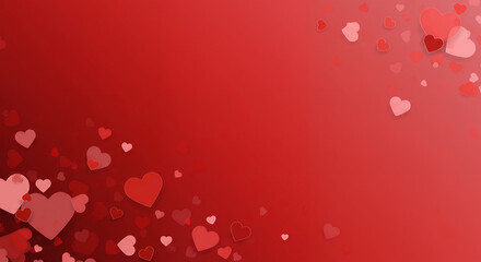 Romantic Red Valentine's Day Background with Scattered Hearts