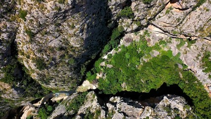 Defile near to the town of Relleu, with the walls of the gorge, 80 metres from the bottom.
