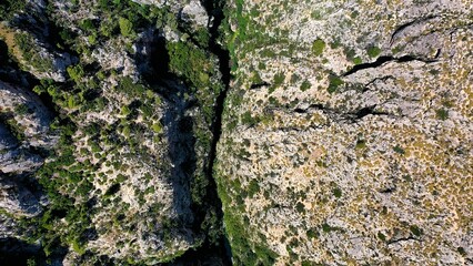 Defile near to the town of Relleu, with the walls of the gorge, 80 metres from the bottom.