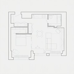 Apartment floor plans. Micro, one, two bedroom apartment. Interior design elements kitchen, bedroom, bathroom furniture. Vector architecture plan of studio, condominium, flat, house. 2D floor plans