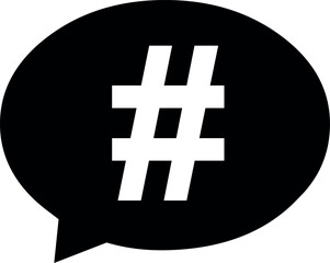 vector illustration black and white icon speech bubble and hashtag, in trending topic concept