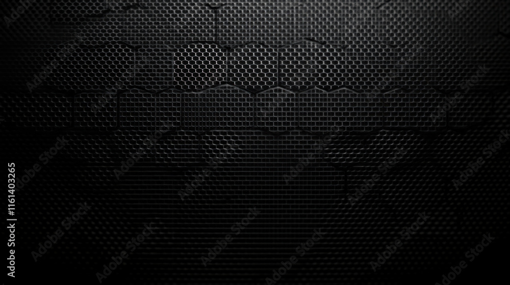 Poster abstract black carbon hexagon pattern with 3d geometric structure for technology design