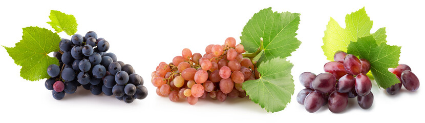 set of grapes isolated on a white background