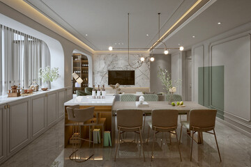 3d render modern living room
