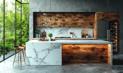 elegant contemporary kitchen room interior .3drender