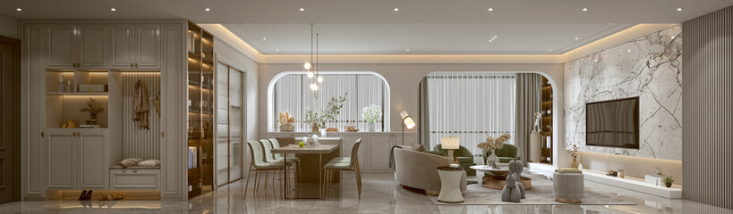3d render modern living room