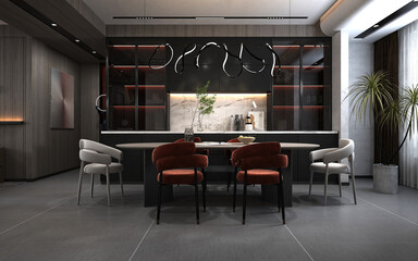 3d render modern living room