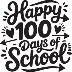 100 Days of School t-shirt design - Typography, silhouette, Fun, Educational, Kids, Celebration, and Milestone Graphics.