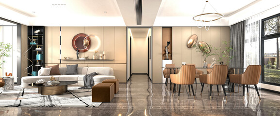 3d render modern living room