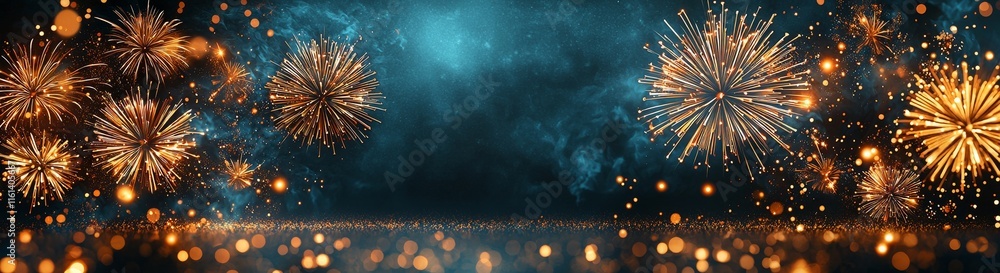 Poster fireworks image for new year party on clear background