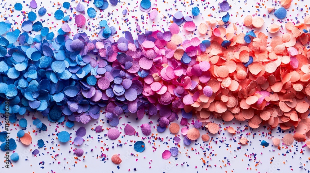 Poster 3d rendering of multicolored confetti drifting on a transparent backdrop, suitable for anniversary, 