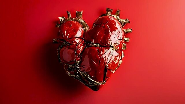 a heart  on a ra heart  on a red backgrounded background
