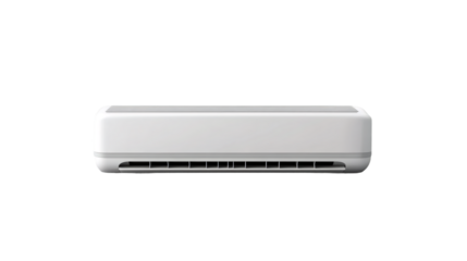 White air conditioner isolated on transparent background, ideal for cooling home or office environment