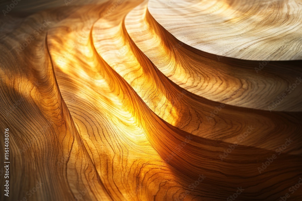 Poster illuminated wooden layers creating abstract waves