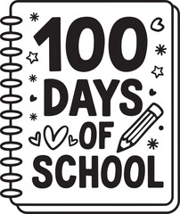 100 Days of School t-shirt design - Typography, silhouette, Fun, Educational, Kids, Celebration, and Milestone Graphics.