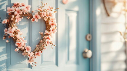 Floral heart door wreath