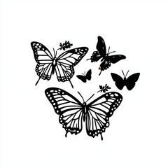 Obraz premium Minimalist 2D Butterfly Plate Logo for Dishware Store